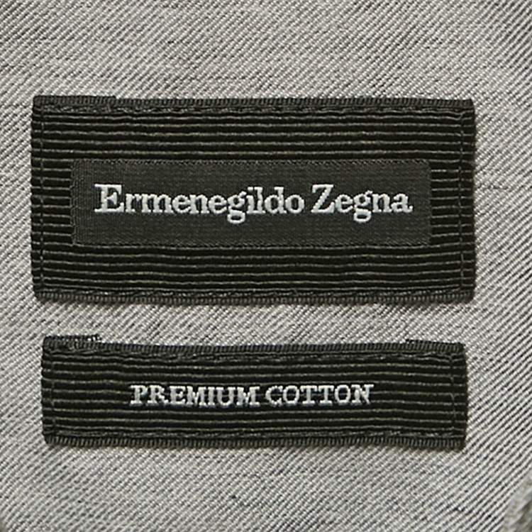 Pre Owned Ermenegildo Zegna Grey Cotton Button Front Shirt XL
