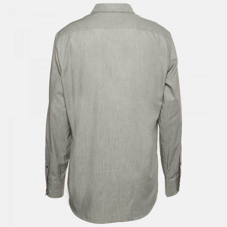 Pre Owned Ermenegildo Zegna Grey Cotton Button Front Shirt XL