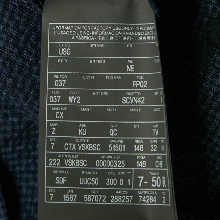 Pre Owned Ermenegildo Zegna Navy Blue Textured Wool Blend Single Breasted Blazer L