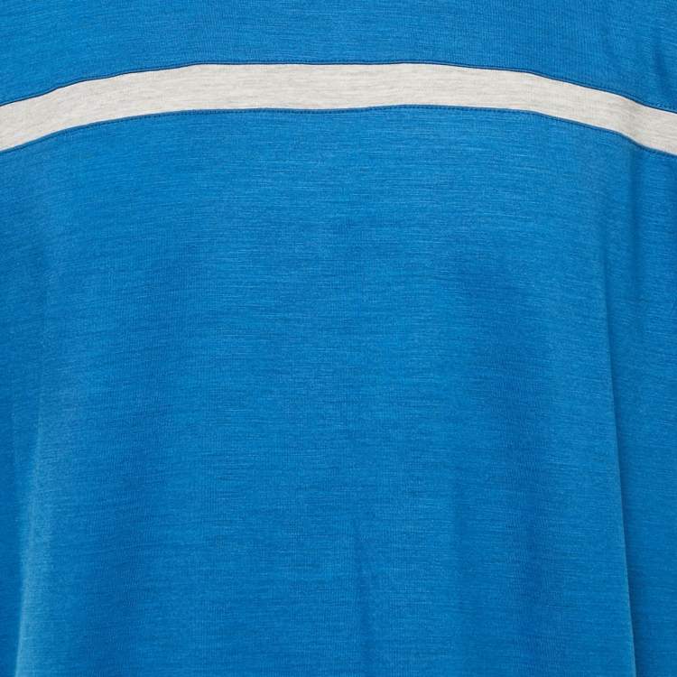 Pre Owned Ermenegildo Zegna Blue Wool Techmerino Crew Neck T-Shirt M