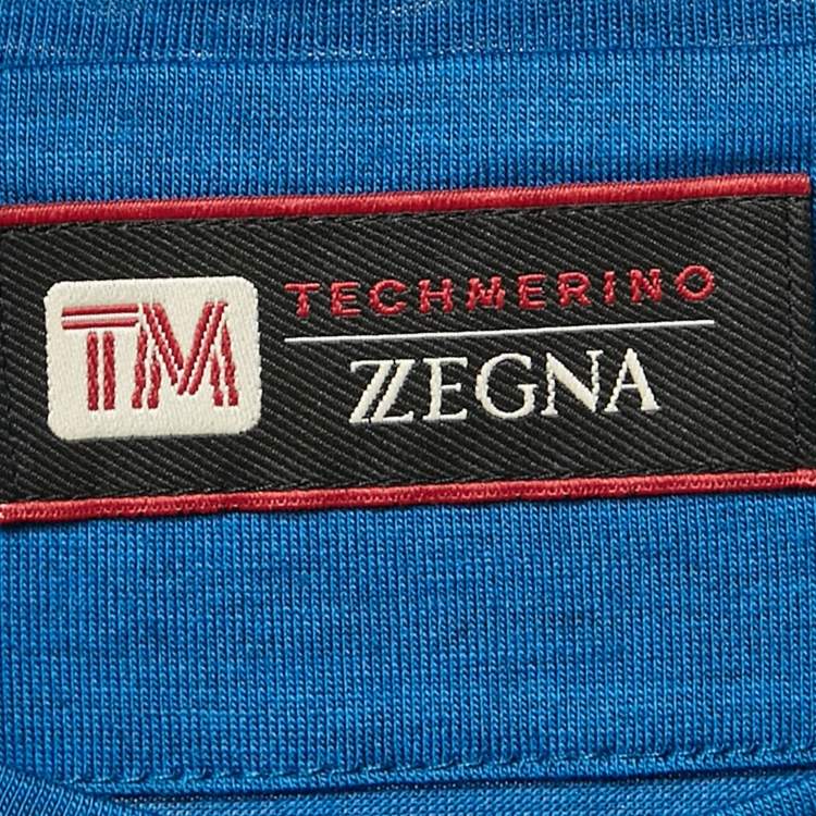 Pre Owned Ermenegildo Zegna Blue Wool Techmerino Crew Neck T-Shirt M