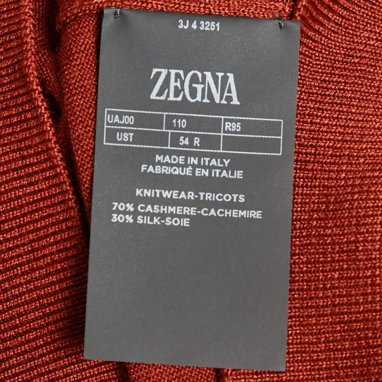 Pre Owned Zegna Brown Cashmere Knit Crew Neck Sweater XL
