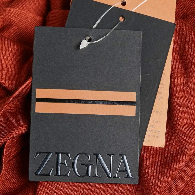 Pre Owned Zegna Brown Cashmere Knit Crew Neck Sweater XL