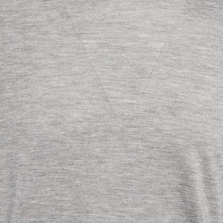 Pre Owned Zegna Cashseta Grey Cashmere Knit Turtle Neck Sweater L