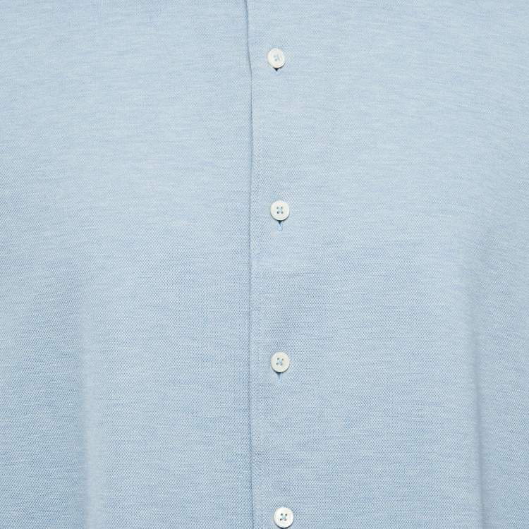 Pre Owned Zegna Blue Oxford Cotton Regular Fit Shirt XXL