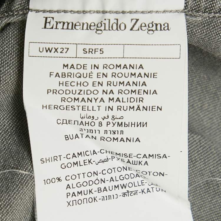 Pre Owned Ermenegildo Zegna Grey Cotton Button Front Shirt XXL