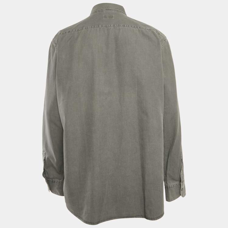 Pre Owned Ermenegildo Zegna Grey Cotton Button Front Shirt XXL