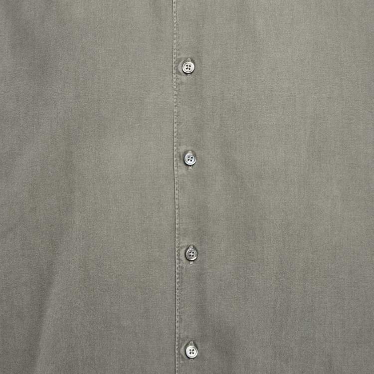 Pre Owned Ermenegildo Zegna Grey Cotton Button Front Shirt XXL