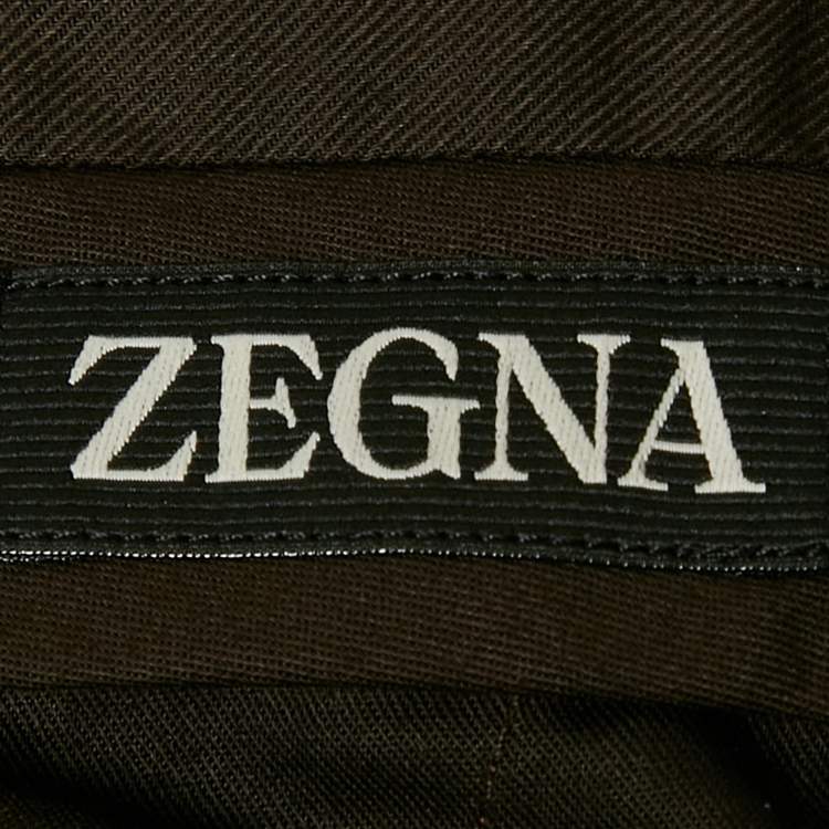 مملوكة مسبقًا Ermenegildo Zegna Brown Cotton Regular Fit Trousers L