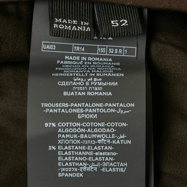 مملوكة مسبقًا Ermenegildo Zegna Brown Cotton Regular Fit Trousers L