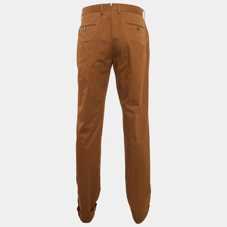 مملوكة مسبقًا Ermenegildo Zegna Brown Cotton Regular Fit Trousers L
