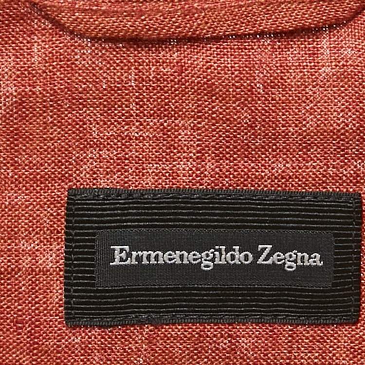 Pre Owned Ermenegildo Zegna Brown Linen Button Front Shirt XL