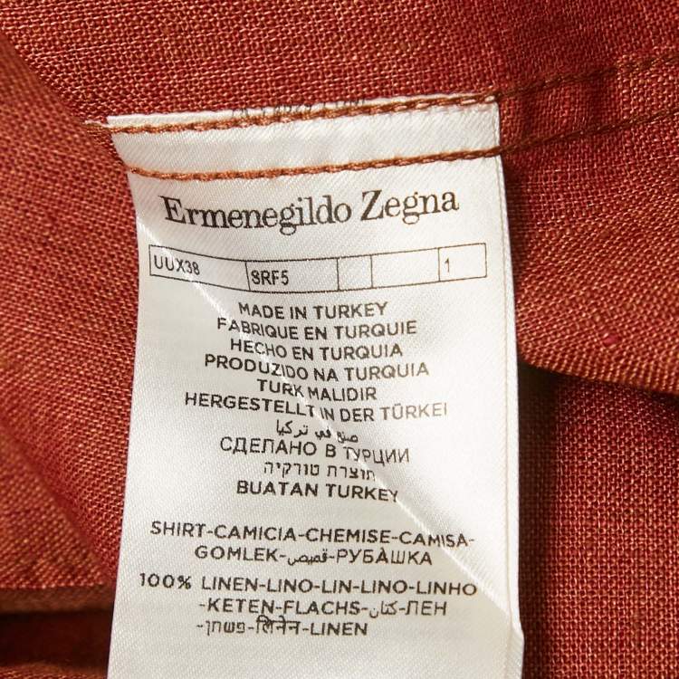 Pre Owned Ermenegildo Zegna Brown Linen Button Front Shirt XL
