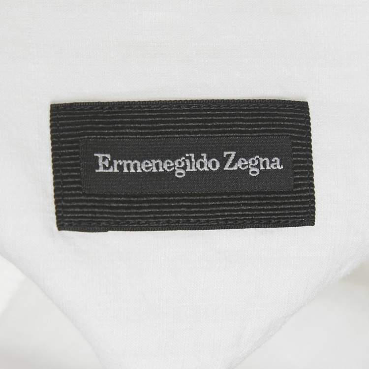 Pre Owned Ermenegildo Zegna White Cotton Blend Long Sleeve Shirt L