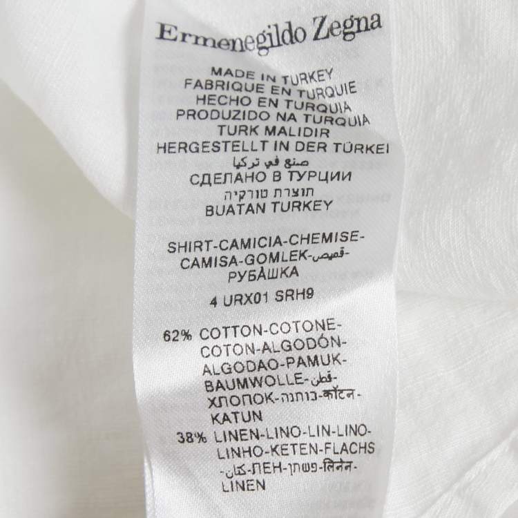 Pre Owned Ermenegildo Zegna White Cotton Blend Long Sleeve Shirt L