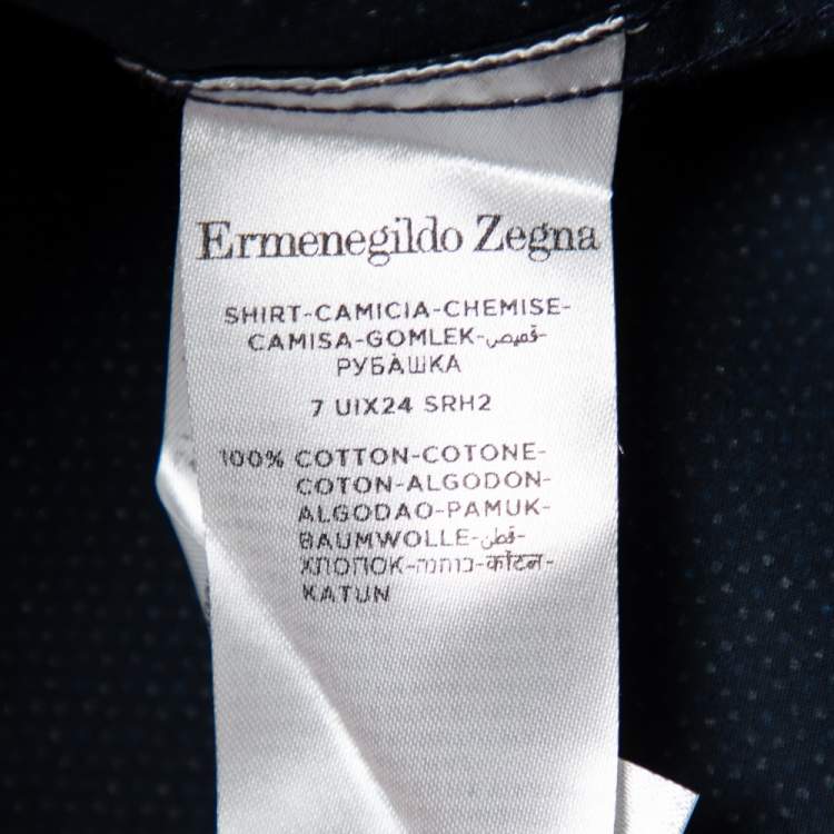 Pre Owned Ermenegildo Zegna Blue Printed Cotton Button Front Shirt 3XL    