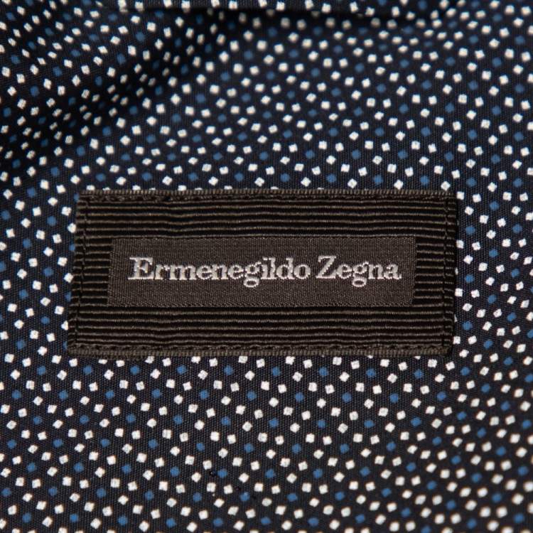Pre Owned Ermenegildo Zegna Blue Printed Cotton Button Front Shirt 3XL    