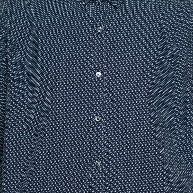Pre Owned Ermenegildo Zegna Blue Printed Cotton Button Front Shirt 3XL    