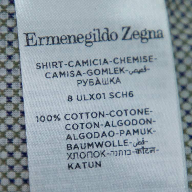 Pre Owned Ermenegildo Zegna Grey Printed Cotton Short Sleeve Shirt S