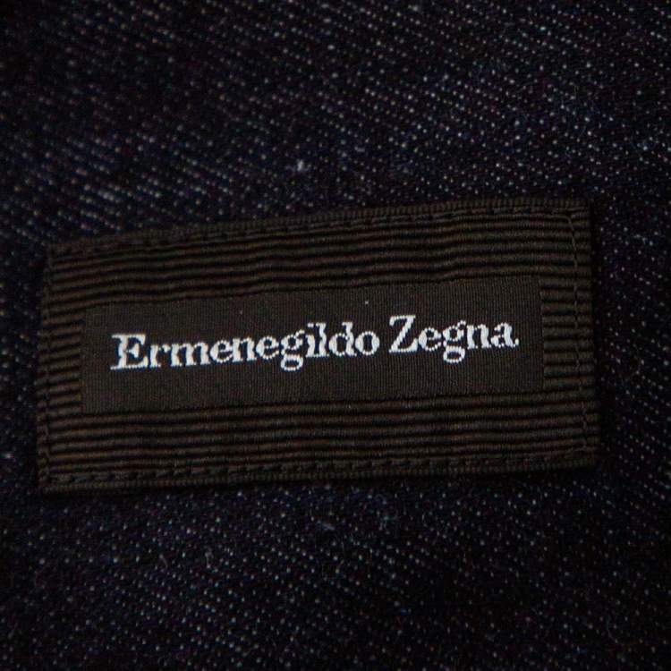 Pre Owned Ermenegildo Zegna Blue Denim Button Front Shirt L 