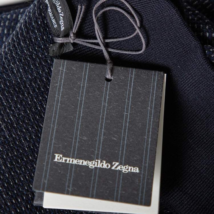 Pre Owned Ermenegildo Zegna High Performance Navy Blue Patterned Wool Sweater 3XL