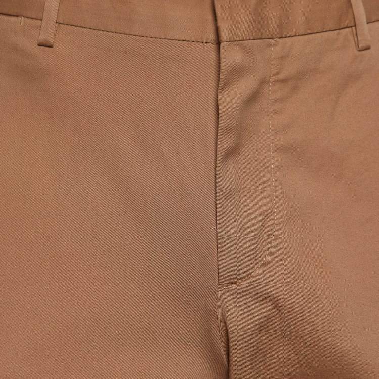 Pre Owned Ermenegildo Zegna Khaki Stretch Cotton Regular Fit Trousers L