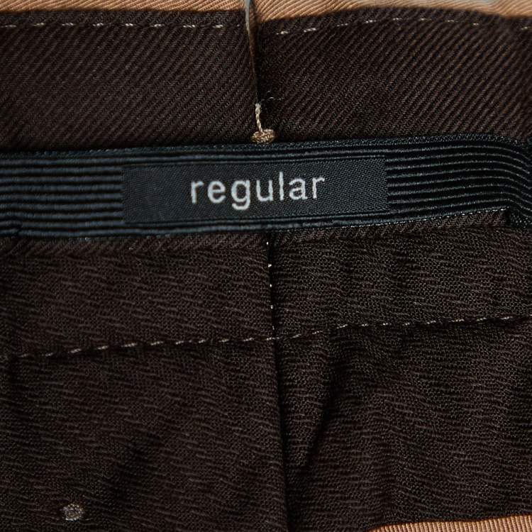 Pre Owned Ermenegildo Zegna Khaki Stretch Cotton Regular Fit Trousers L