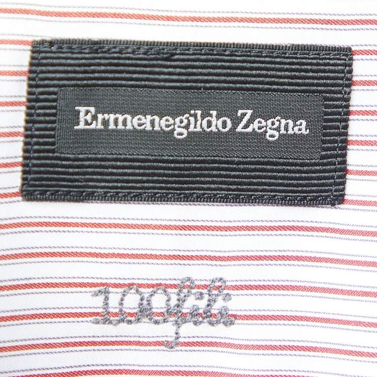 Pre Owned Ermenegildo Zegna Blue and Red Striped Cotton 100Fili Tailored Fit Shirt XL