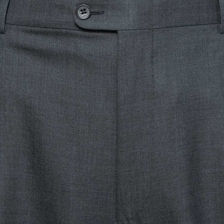 Pre Owned Ermenegildo Zegna Su Misura Charcoal Grey Wool Cool Effect Trousers 5XL Waist 42"