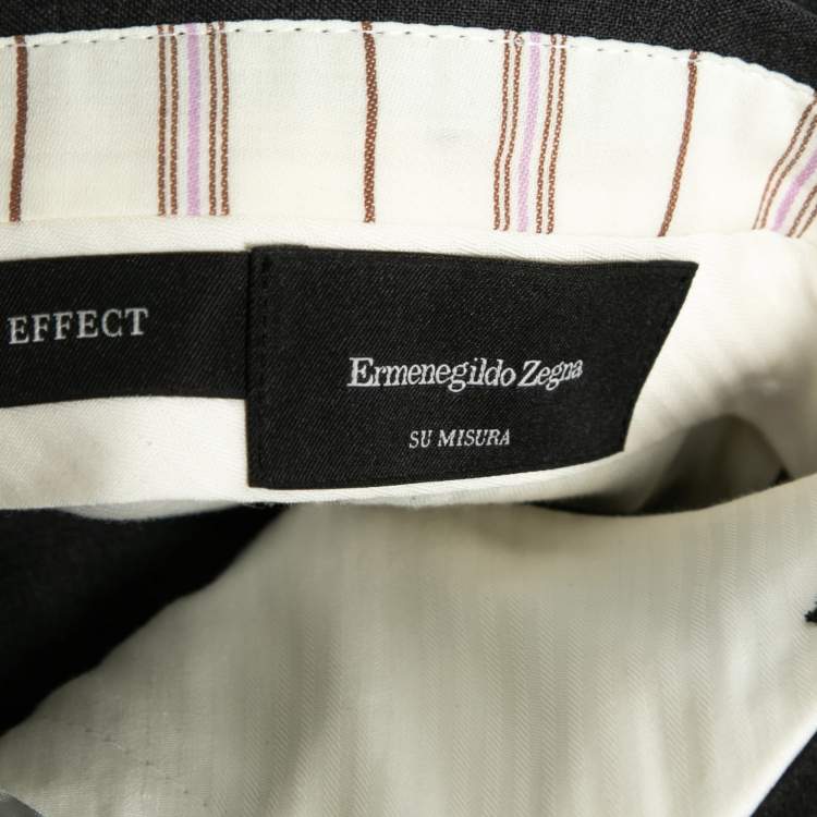 Pre Owned Ermenegildo Zegna Su Misura Charcoal Grey Wool Cool Effect Trousers 5XL Waist 42"