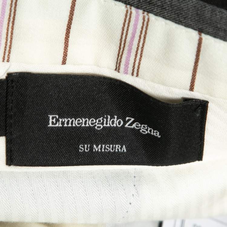 Pre Owned Ermenegildo Zegna Su Misura Grey Wool Trofeo 600 Trousers 5XL Waist 39.5"