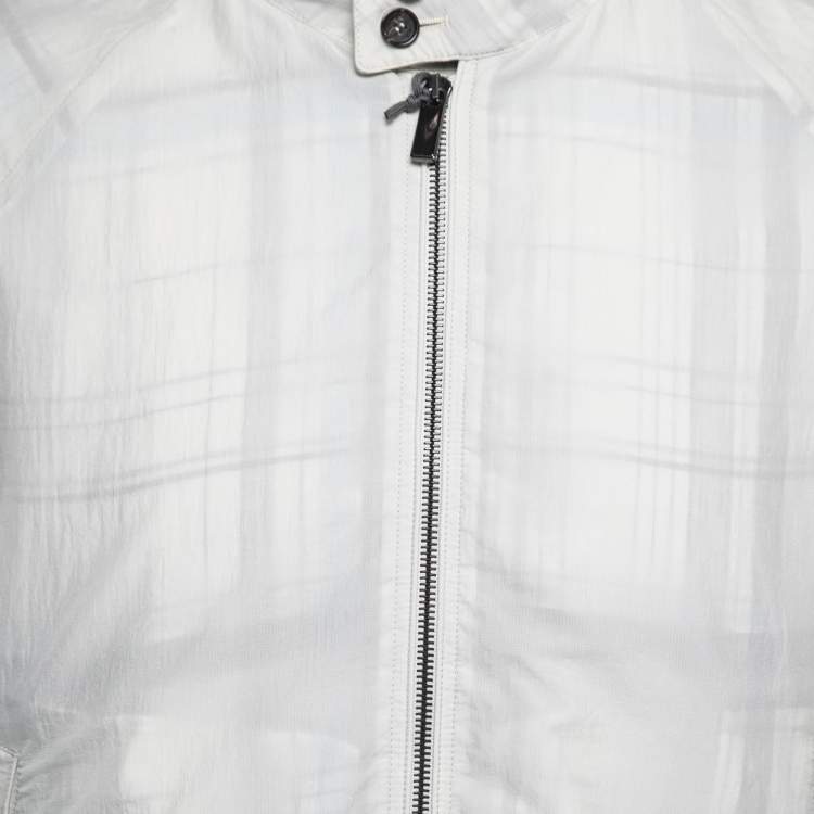 Pre Owned Ermenegildo Zegna Cream Synthetic Zip-Front Jacket L