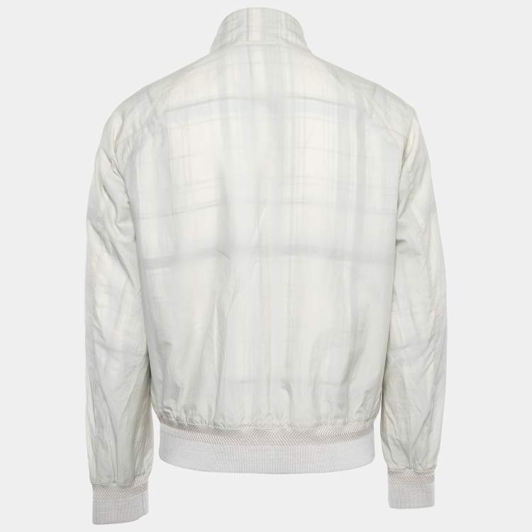 Pre Owned Ermenegildo Zegna Cream Synthetic Zip-Front Jacket L