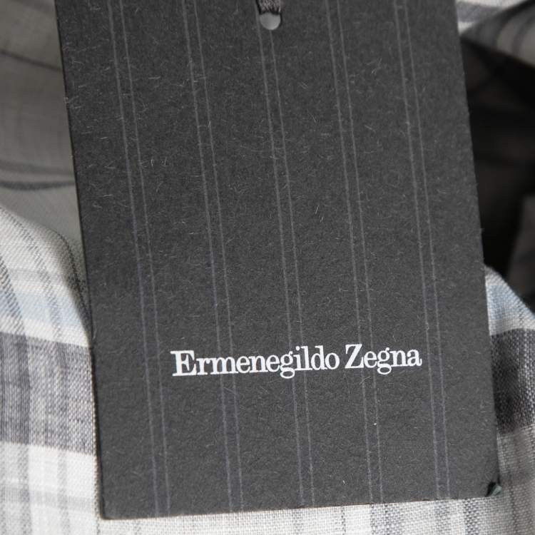 Pre Owned Ermenegildo Zegna Cream Synthetic Zip-Front Jacket L