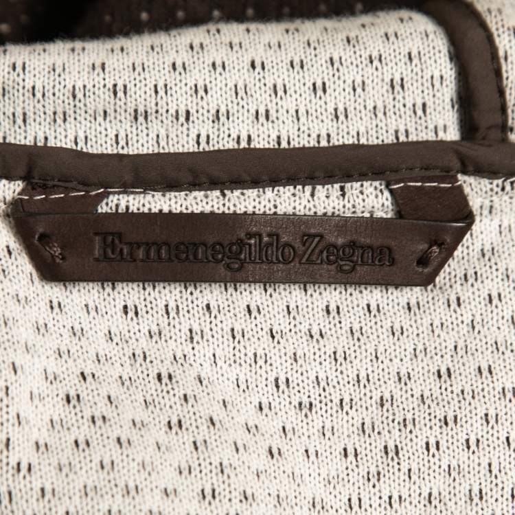 Pre Owned Ermenegildo Zegna Brown Perforated Cashmere Hooded Jacket XXL