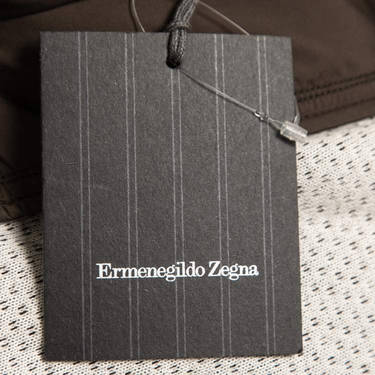 Pre Owned Ermenegildo Zegna Brown Perforated Cashmere Hooded Jacket XXL