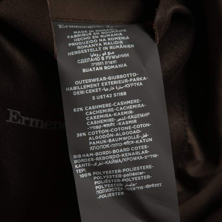 Pre Owned Ermenegildo Zegna Brown Perforated Cashmere Hooded Jacket XXL
