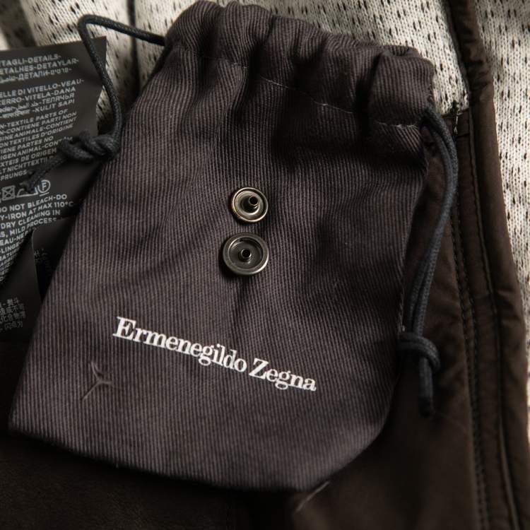 Pre Owned Ermenegildo Zegna Brown Perforated Cashmere Hooded Jacket XXL