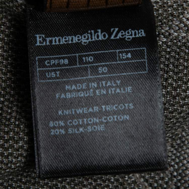 Pre Owned Ermenegildo Zegna Couture Grey Printed Knit Crewneck Sweater L  