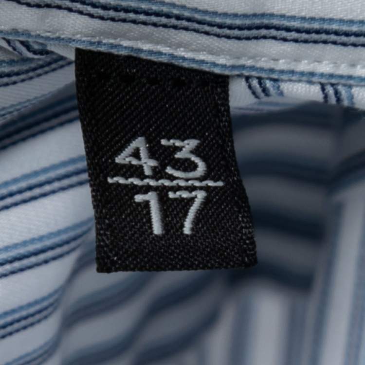 Pre Owned Ermenegildo Zegna Blue Striped Cotton Button Front Shirt XL