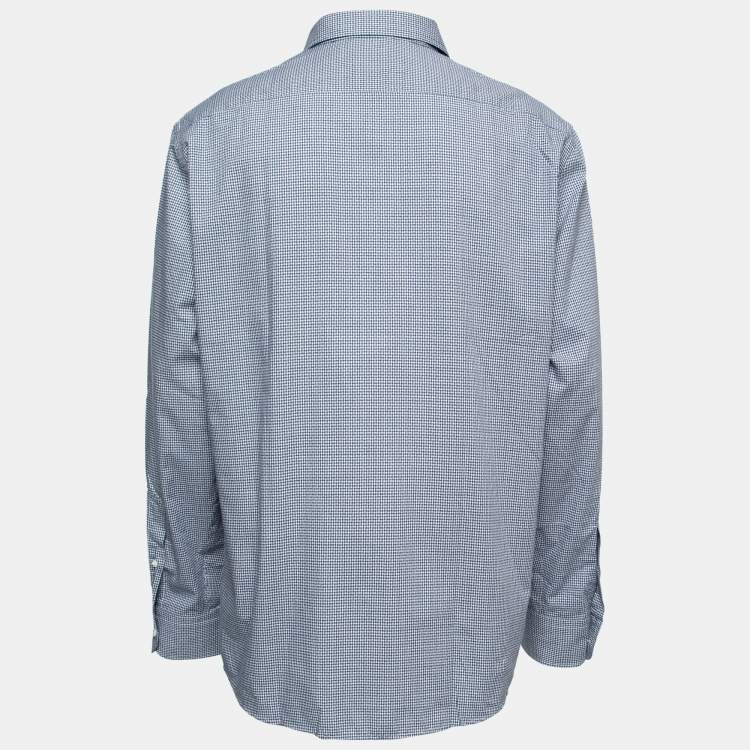 Pre Owned Ermenegildo Zegna Blue Gingham Cotton Button Front Shirt XL