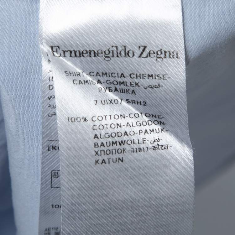 Pre Owned Ermenegildo Zegna Blue Cotton Button Down Shirt M   