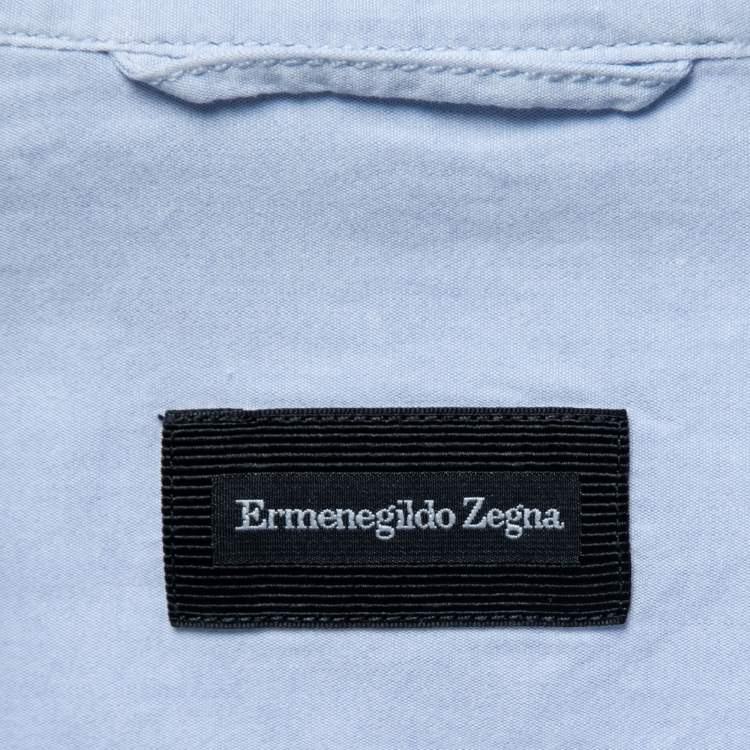 Pre Owned Ermenegildo Zegna Blue Cotton Button Down Shirt M   