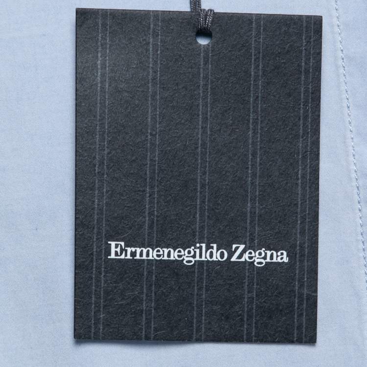 Pre Owned Ermenegildo Zegna Blue Cotton Button Down Shirt M   