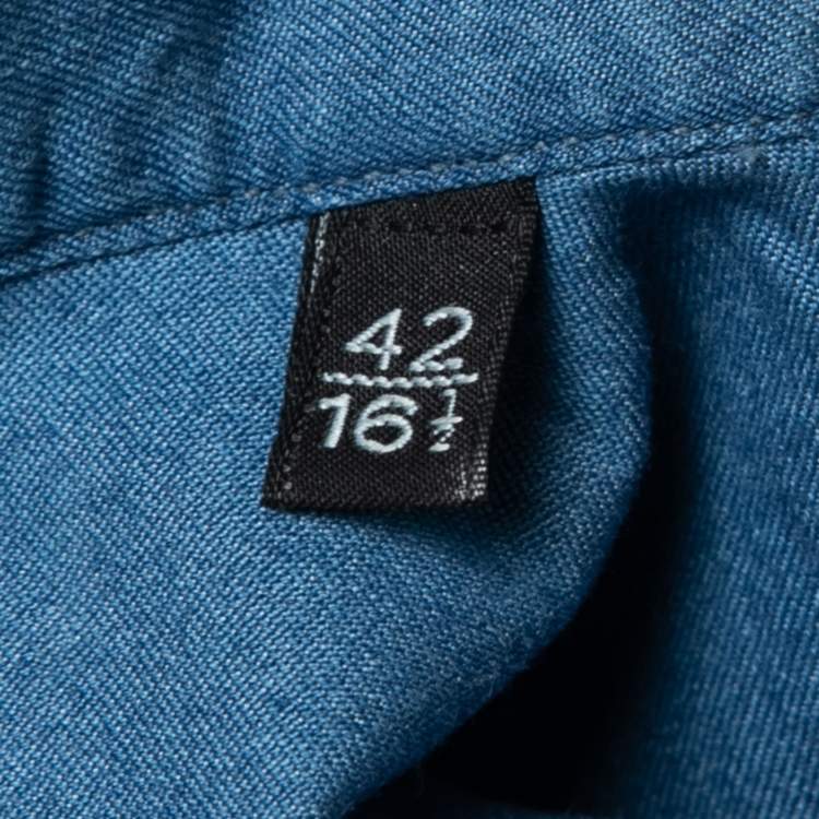 Pre Owned Ermenegildo Zegna Blue Chambray Button Front Shirt L    