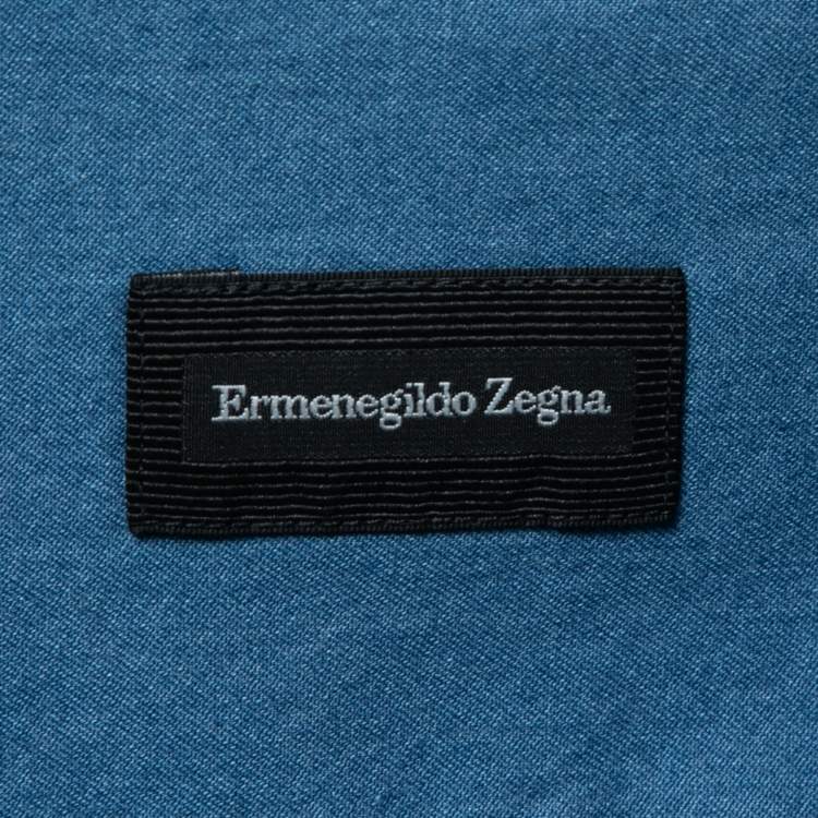 Pre Owned Ermenegildo Zegna Blue Chambray Button Front Shirt L    