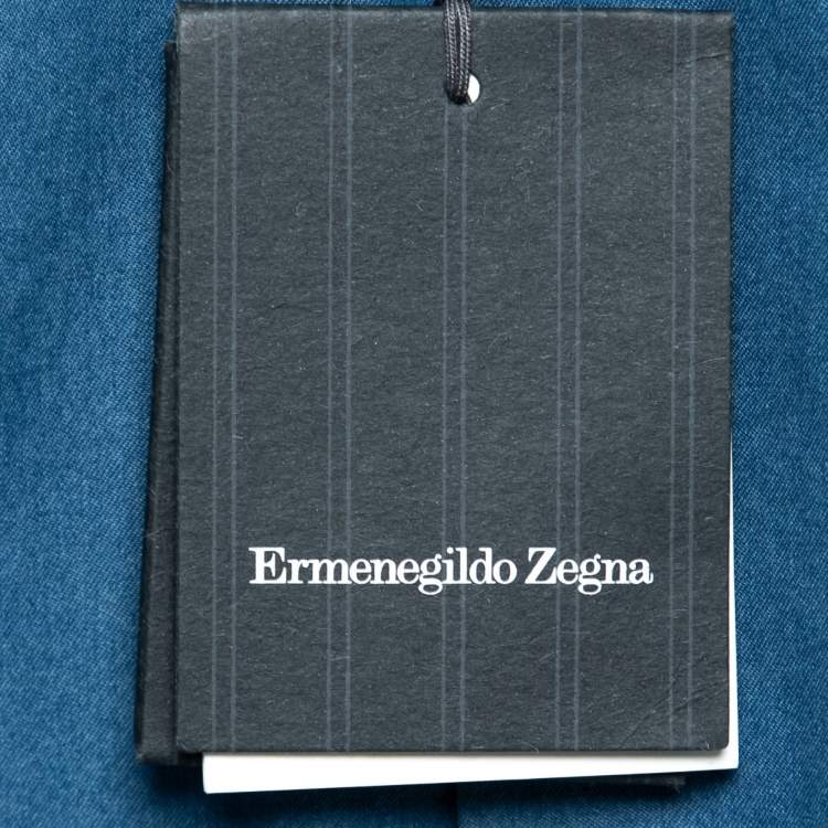 Pre Owned Ermenegildo Zegna Blue Chambray Button Front Shirt L    