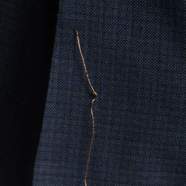 Pre Owned Ermenegildo Zegna Couture Dark Blue Patterned Wool Single-Breasted Blazer S
