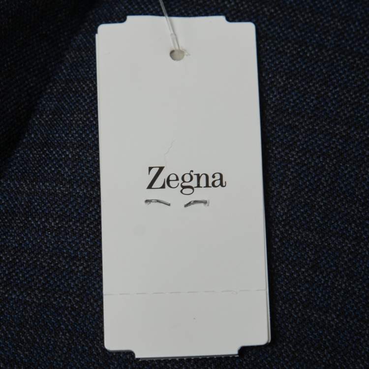 Pre Owned Ermenegildo Zegna Couture Dark Blue Patterned Wool Single-Breasted Blazer S