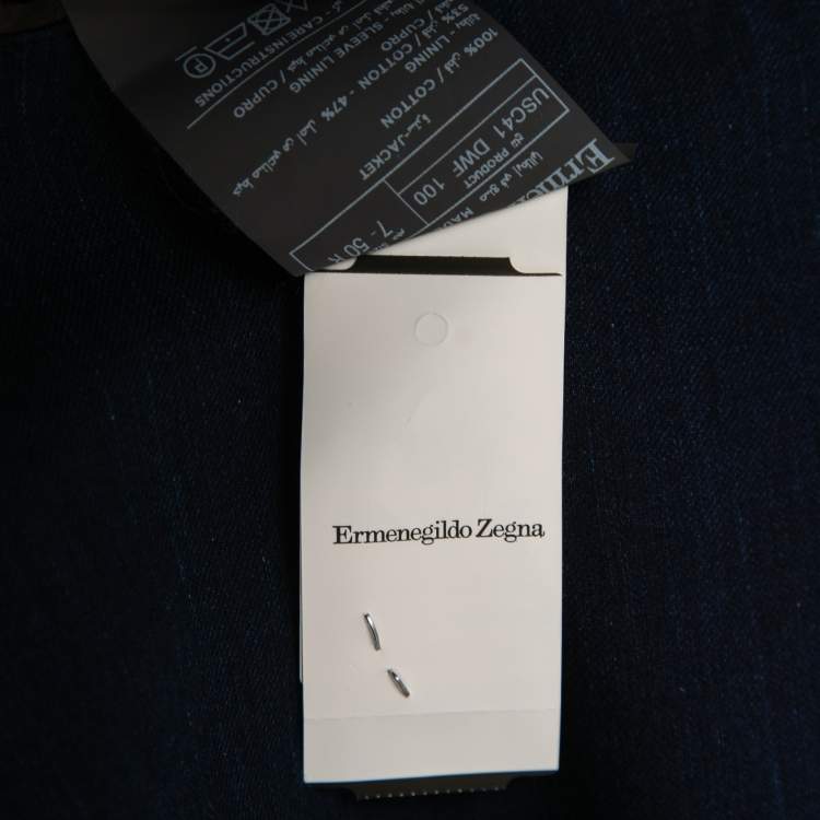 Pre Owned Ermenegildo Zegna Blue Chambray Single-Breasted Blazer L